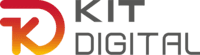 logo kit digital. iniciales KD en color naranja a la izquierda. Texto "Kit Digital" en gris oscuro a la derecha, en dos líneas.