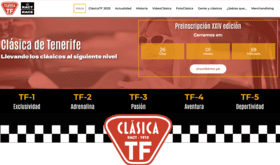 Captura de pantalla de web. Cabecera en tono rojo con imagen de fondo. Bajo ésta, banda negra y logo en rojo con la leyenda Clásica TF